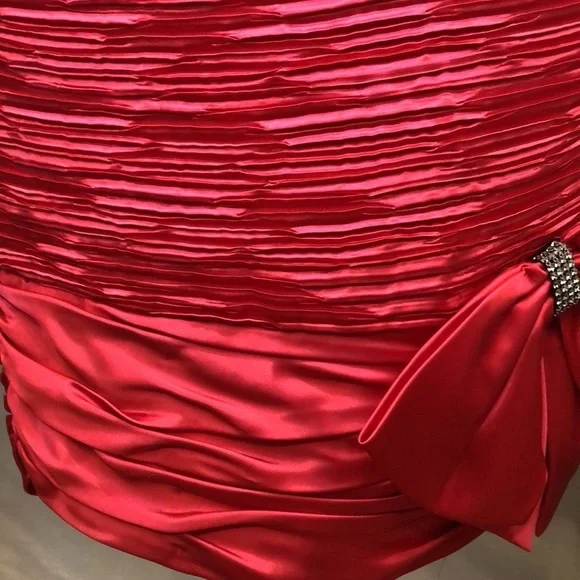 Vintage Lillie Rubin Couture Designer Red Pleated Satin Dress Women’s XS/S 2-4 - Picture 13 of 16